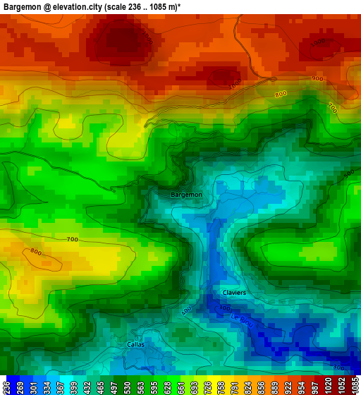 Bargemon elevation map