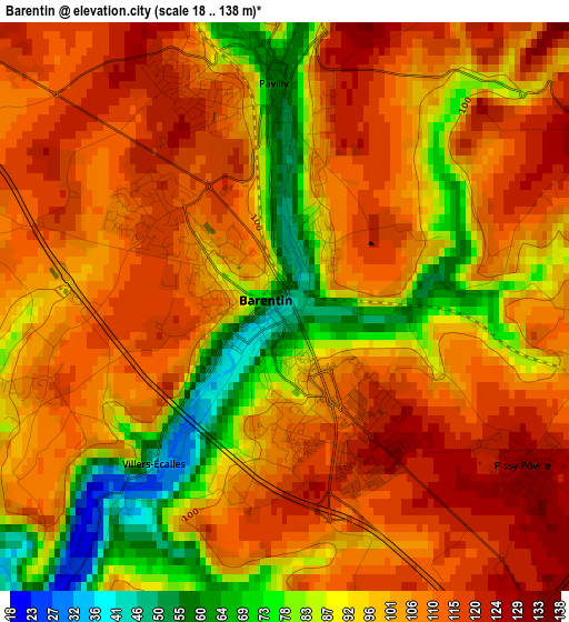 Barentin elevation map