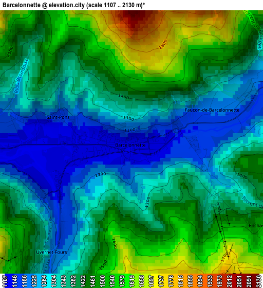 Barcelonnette elevation map