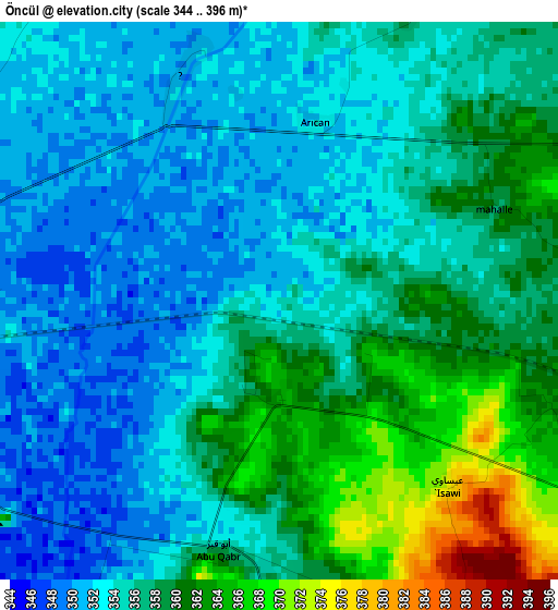 Öncül elevation map