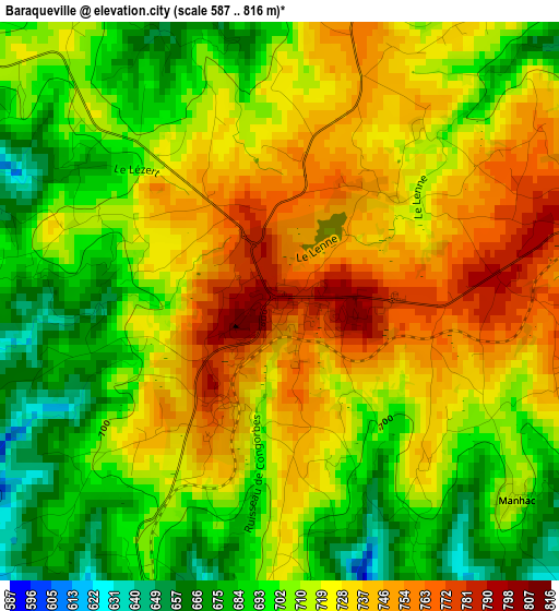 Baraqueville elevation map