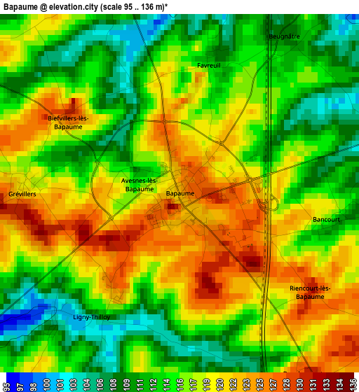 Bapaume elevation map