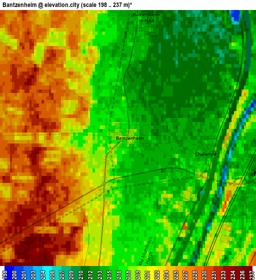 Bantzenheim elevation map