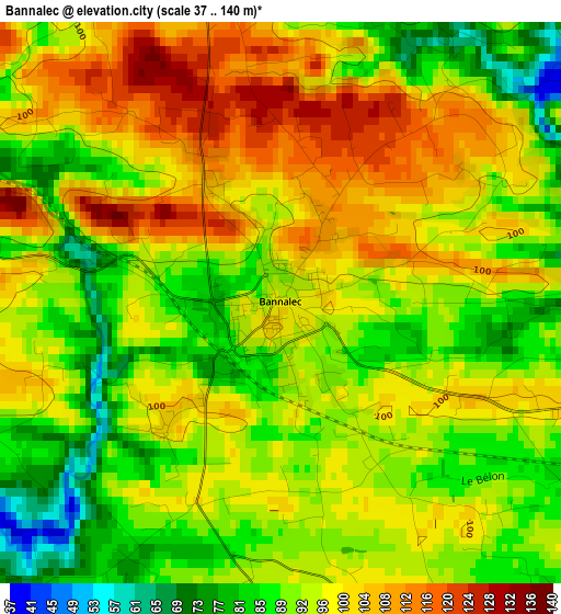 Bannalec elevation map