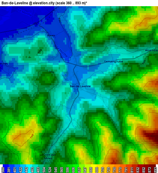 Ban-de-Laveline elevation map