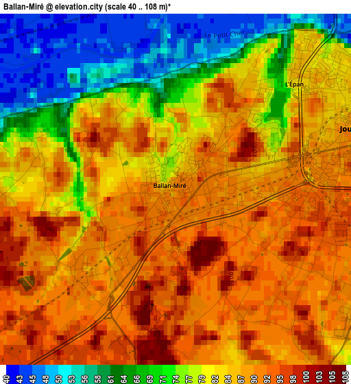 Ballan-Miré elevation map