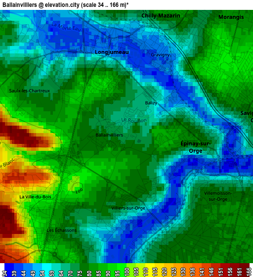 Ballainvilliers elevation map