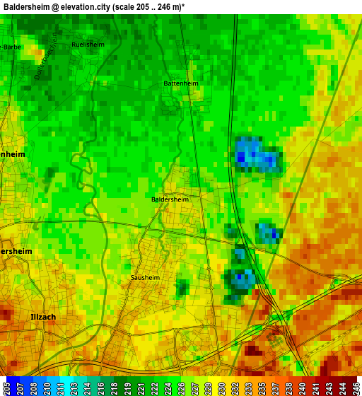 Baldersheim elevation map