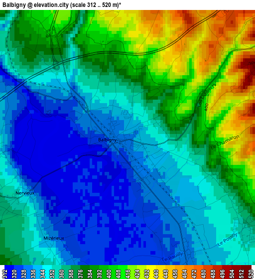 Balbigny elevation map