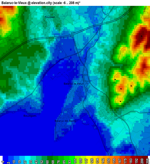 Balaruc-le-Vieux elevation map