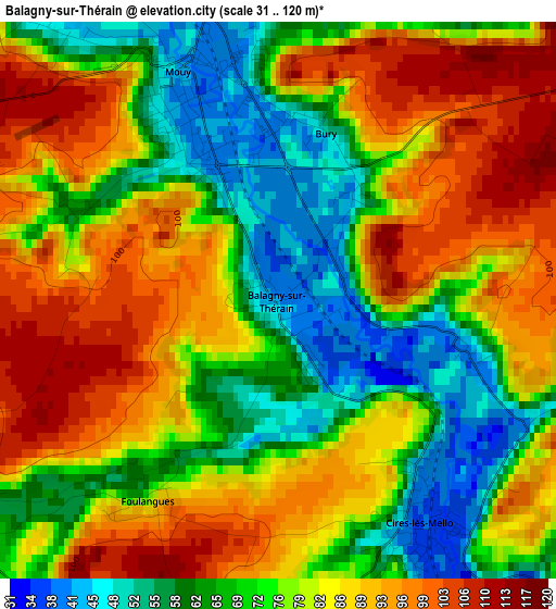 Balagny-sur-Thérain elevation map