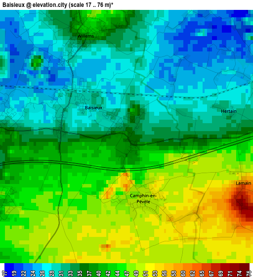 Baisieux elevation map