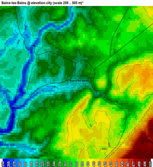 Bains-les-Bains elevation map