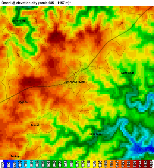 Ömerli elevation map