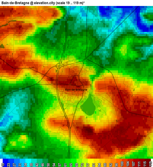 Bain-de-Bretagne elevation map