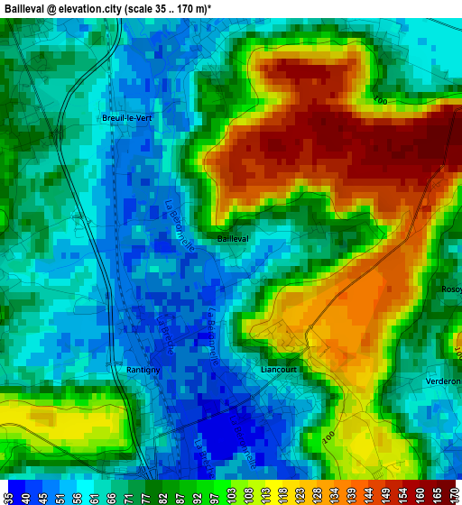 Bailleval elevation map