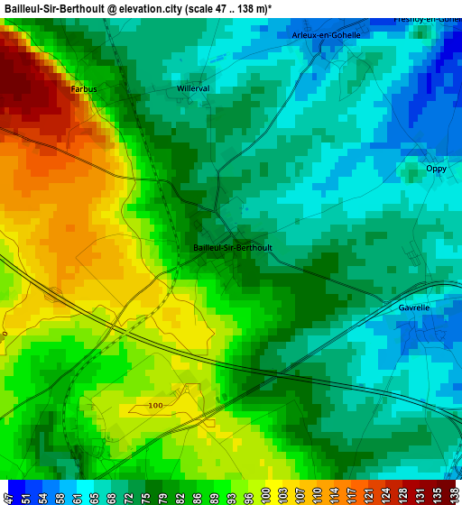 Bailleul-Sir-Berthoult elevation map