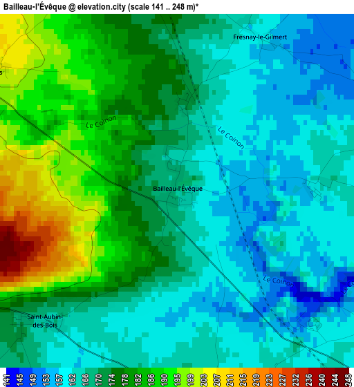 Bailleau-l’Évêque elevation map