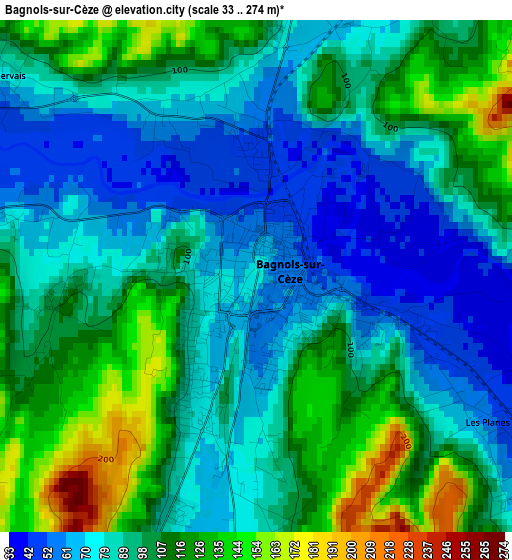 Bagnols-sur-Cèze elevation map