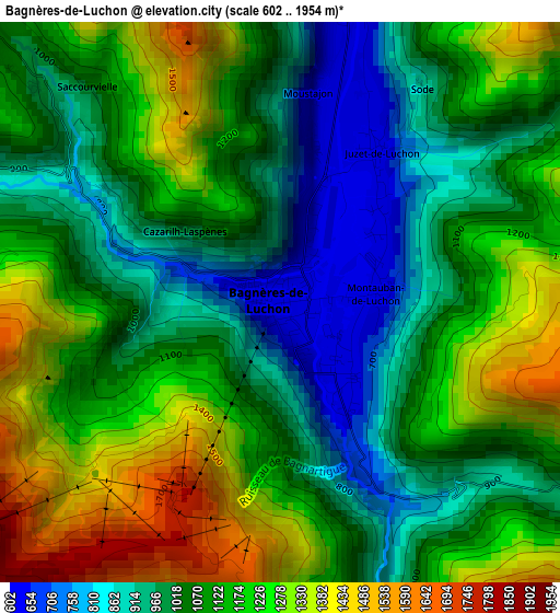 Bagnères-de-Luchon elevation map