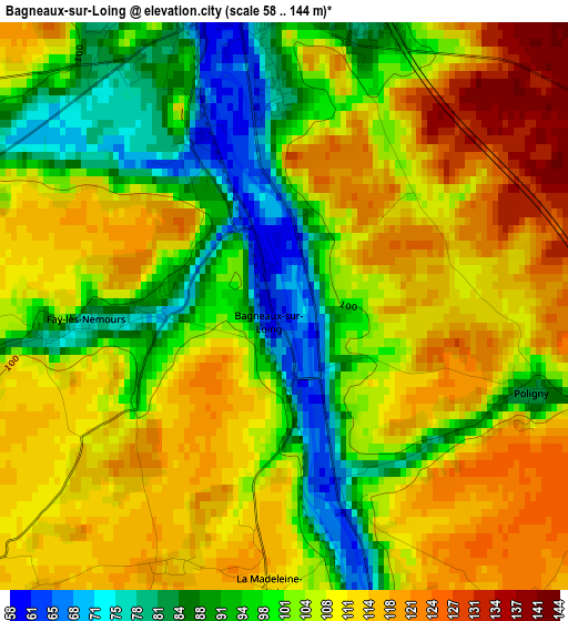 Bagneaux-sur-Loing elevation map