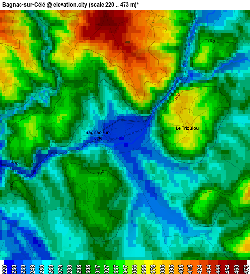 Bagnac-sur-Célé elevation map