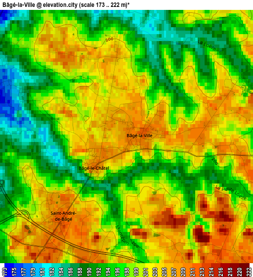 Bâgé-la-Ville elevation map