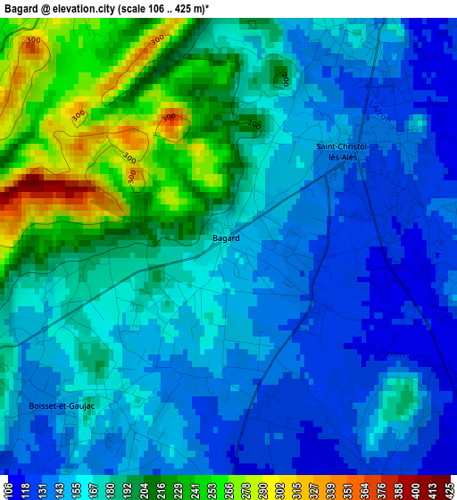 Bagard elevation map