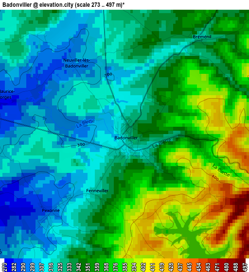 Badonviller elevation map