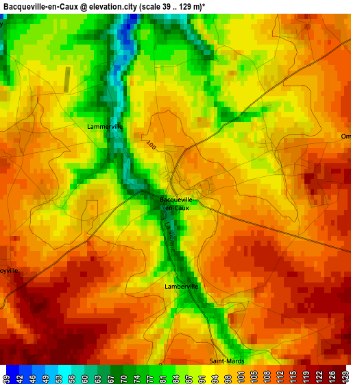 Bacqueville-en-Caux elevation map