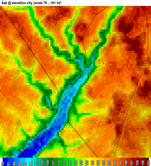 Azé elevation map