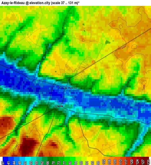 Azay-le-Rideau elevation map