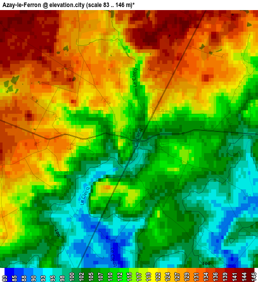 Azay-le-Ferron elevation map