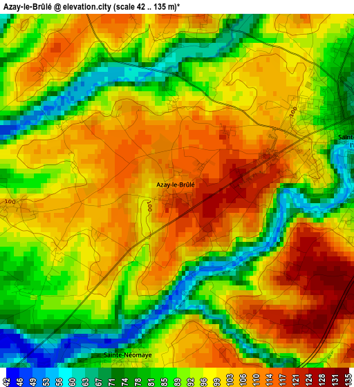 Azay-le-Brûlé elevation map