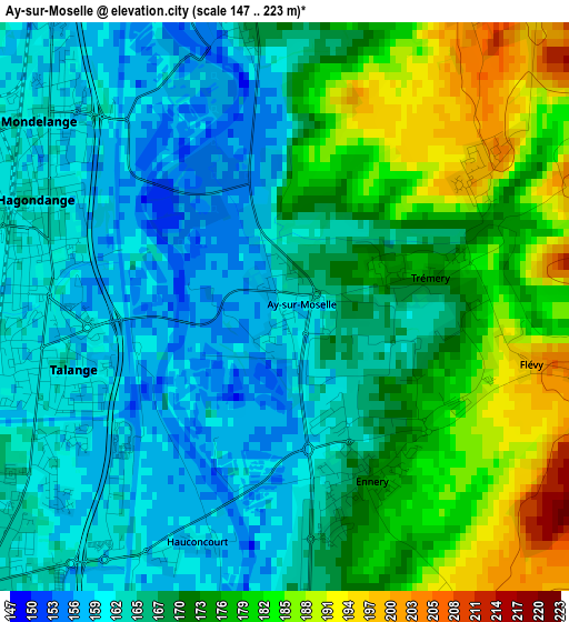 Ay-sur-Moselle elevation map