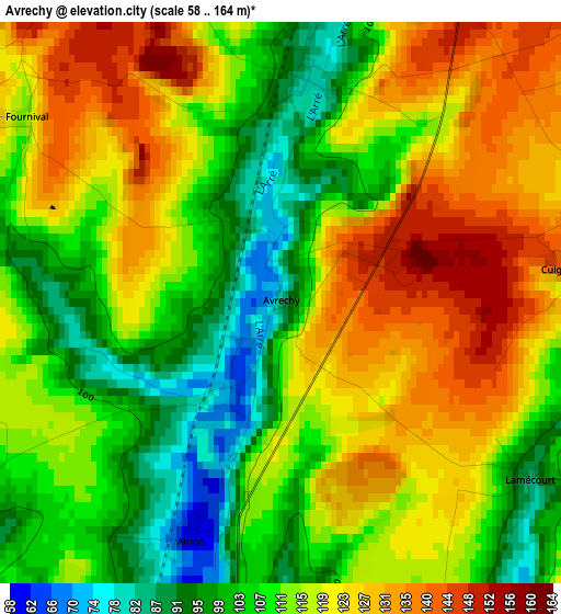 Avrechy elevation map