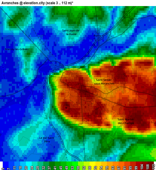 Avranches elevation map