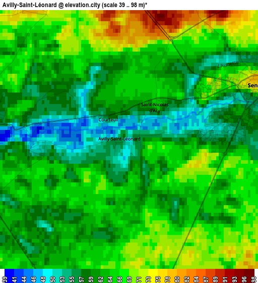 Avilly-Saint-Léonard elevation map