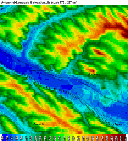 Avignonet-Lauragais elevation map