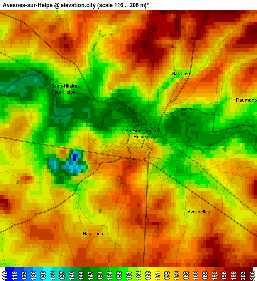 Avesnes-sur-Helpe elevation map