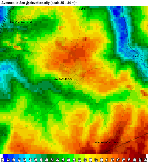 Avesnes-le-Sec elevation map