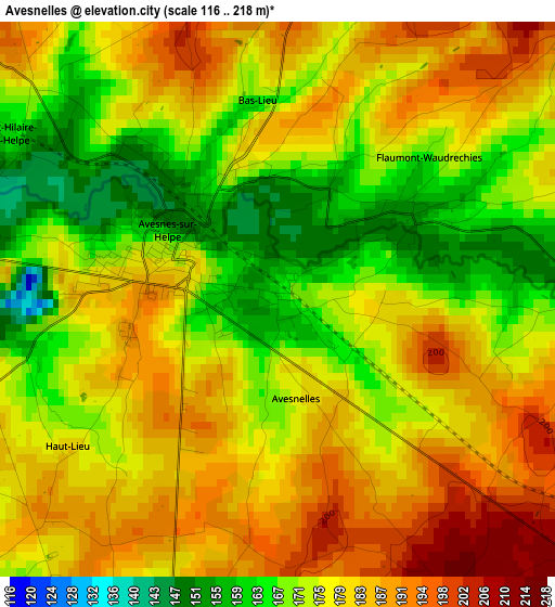 Avesnelles elevation map