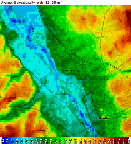 Avermes elevation map