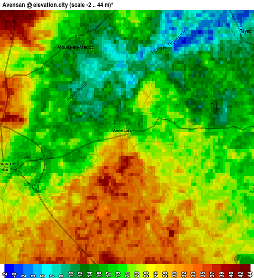 Avensan elevation map