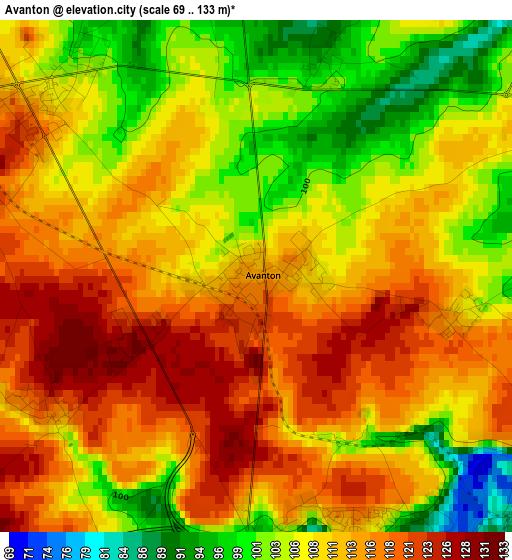 Avanton elevation map