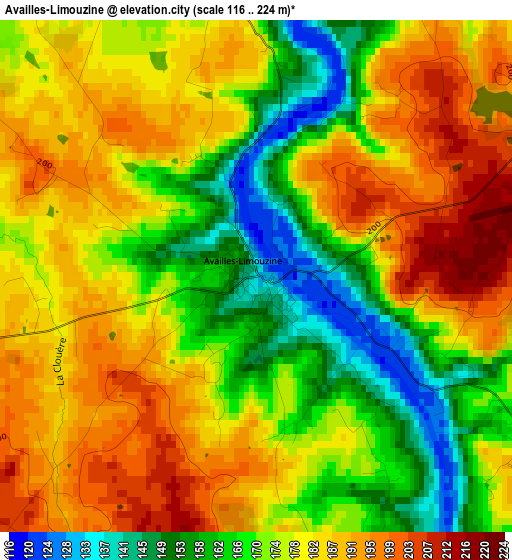 Availles-Limouzine elevation map