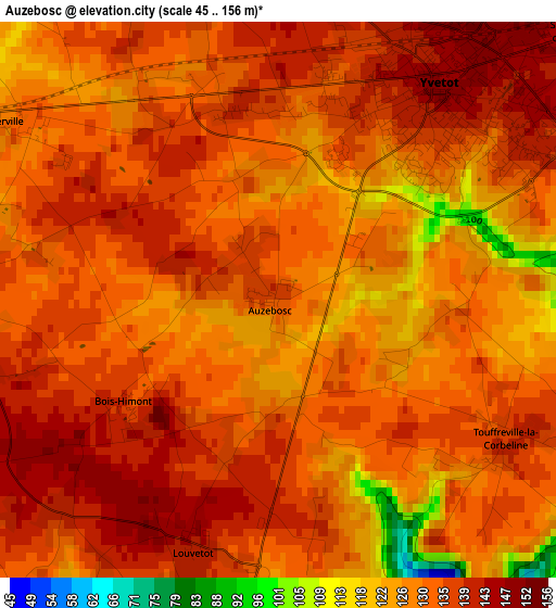 Auzebosc elevation map