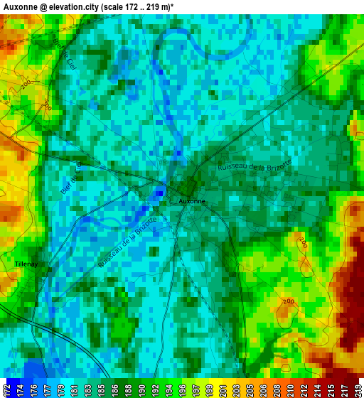 Auxonne elevation map