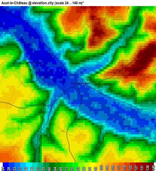 Auxi-le-Château elevation map