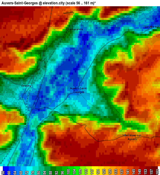 Auvers-Saint-Georges elevation map